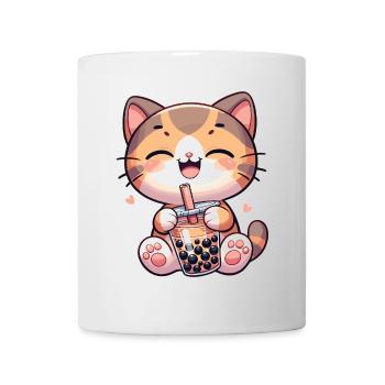 Katzen trinken Bubble Tea kawaii Boba Katze - Tasse - Weiß - Vorne