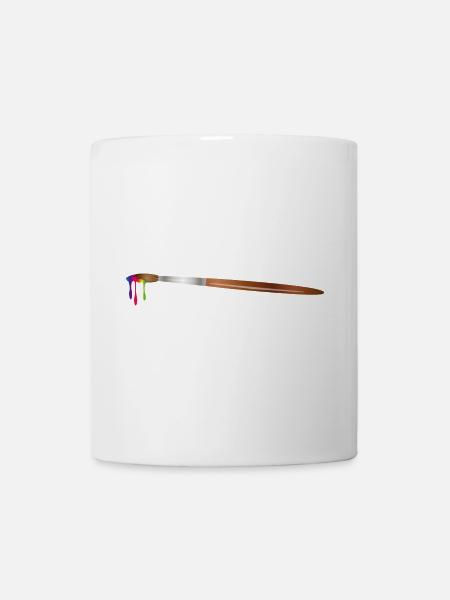 Pinceau d'artiste aux couleurs arc-en-ciel - Mug blanc - blanc