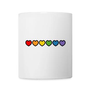 rainbow hearts black outline LGBT lgbtqi queer - Mug - white - Front