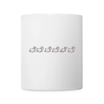 Troupeau de moutons et moutons tondus - Mug blanc - blanc - Devant