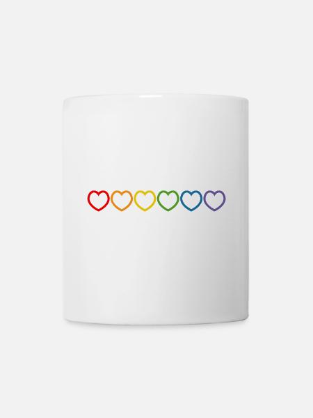 Regenbogenherzchen outline - Tasse - Weiß