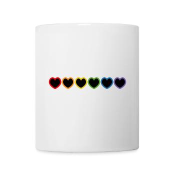 Coeurs LGBT arc-en-ciel noir - Mug blanc - blanc - Devant