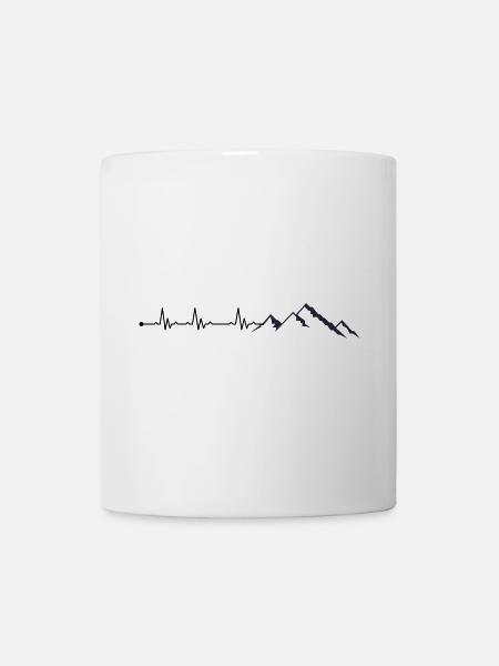 Herzschlag Berg - Tasse - Weiß