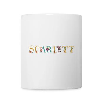 SCARLETT Namenskunst mit Blumen gestickt - Tasse - Weiß - Vorne