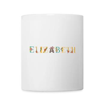 ELIZABETH Name Art With Flowers Embroidered - Mug - white - Front
