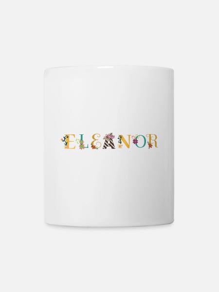 ELEANOR Name Art With Flowers Embroidered - Mug - white