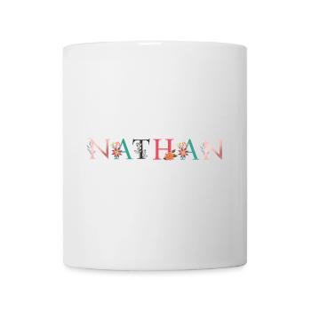 NATHAN Name Art With Flowers Embroidered - Mug - white - Front