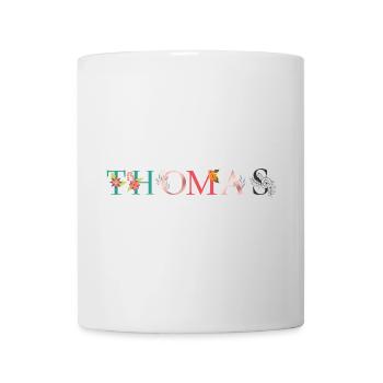 THOMAS Name Art With Flowers Embroidered - Mug - white - Front