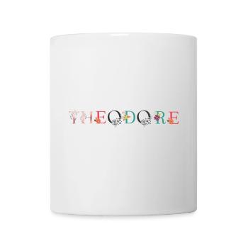 THEODORE Name Art With Flowers Embroidered - Mug - white - Front