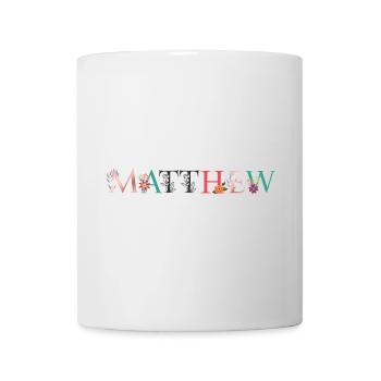 MATTHEW Name Art With Flowers Embroidered - Mug - white - Front