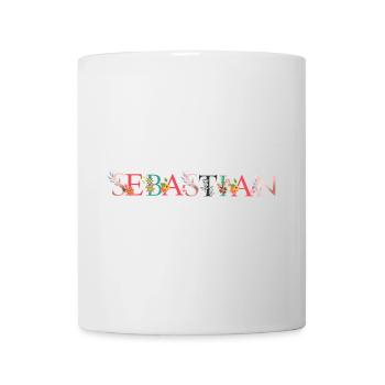 SEBASTIAN Name Art With Flowers Embroidered - Mug - white - Front