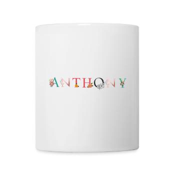 ANTHONY Name Art With Flowers Embroidered - Mug - white - Front