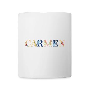CARMEN Namenskunst mit gestickten Blumen - Tasse - Weiß - Vorne