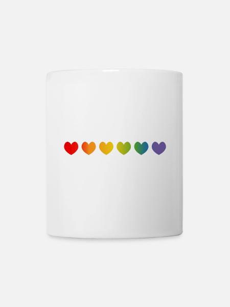 Regenbogenherzchen Verlauf - Tasse - Weiß