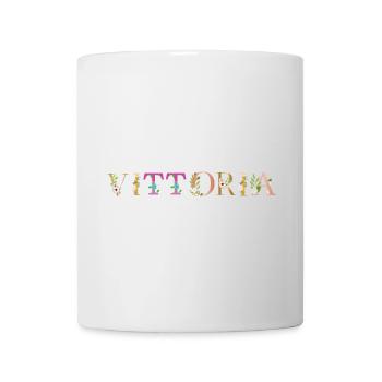 Le nom VITTORIA est décoré de fleurs - Mug blanc - blanc - Devant