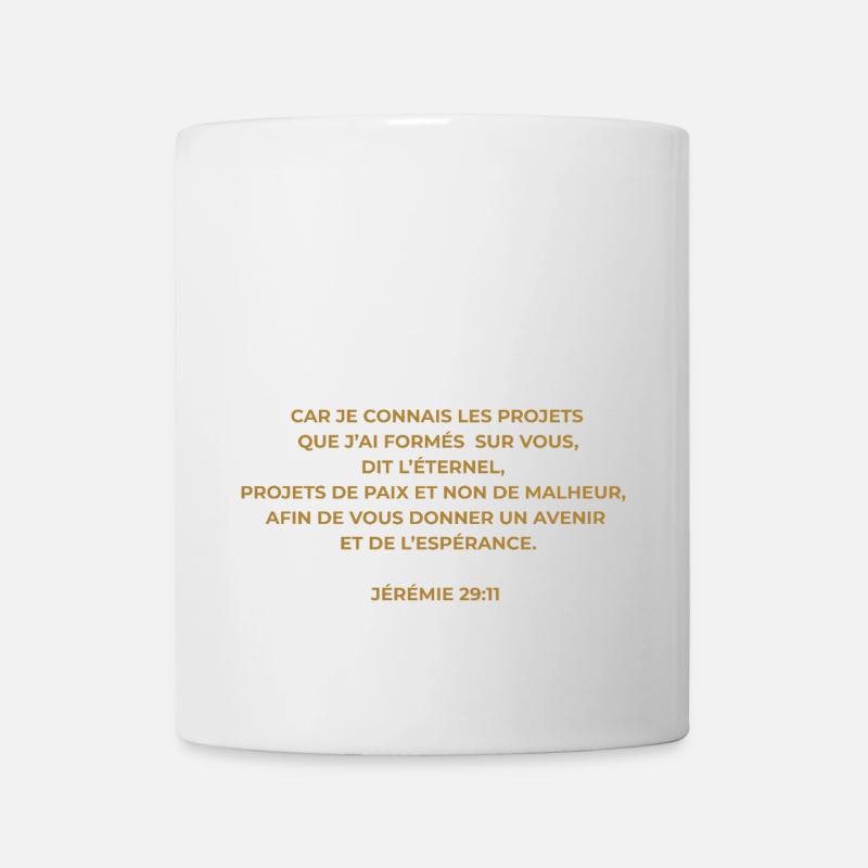 JÉRÉMIE 29 : 11 VERSET DE LA BIBLE - Version Or - Mug blanc - blanc