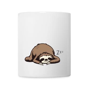 Offizielles Schlafshirt mit schlafendem Faultier - Tasse - Weiß - Vorne