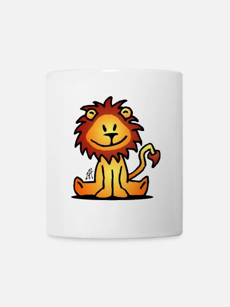 Playful Lion Cartoon Illustration - Mug - white