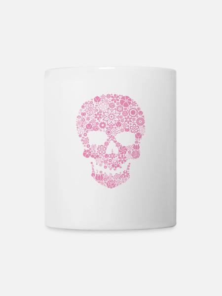 Tête de mort florale - pink - Mug blanc - blanc