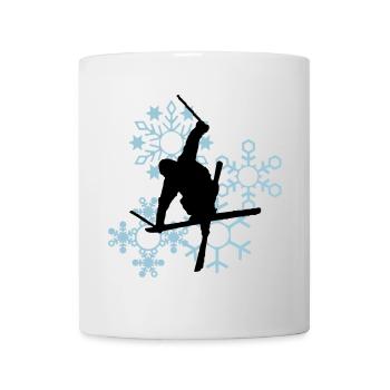 Skier mit Schneeflocken - Tasse - Weiß - Vorne