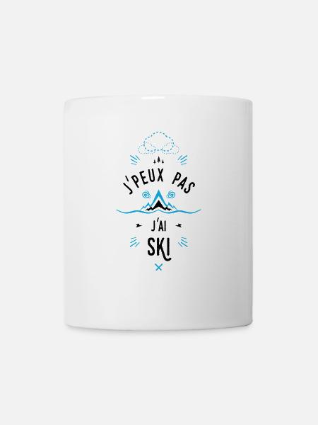 j'peux pas j'ai ski bleu - Mug blanc - blanc