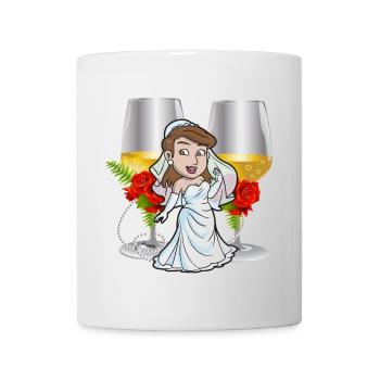 Cartoon Bride Toast with Roses - Mug - white - Front