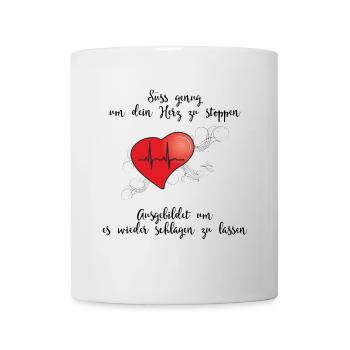 Süss genug um dein Herz zu stoppen - Tasse - Weiß - Vorne