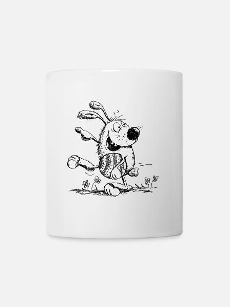 Drôle de lapin de Pâques avec oeuf de Pâques - Pâques - Mug blanc - blanc