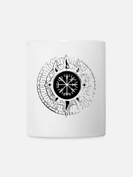 Vikings vegvisir Ragnar's raven - Mug - white