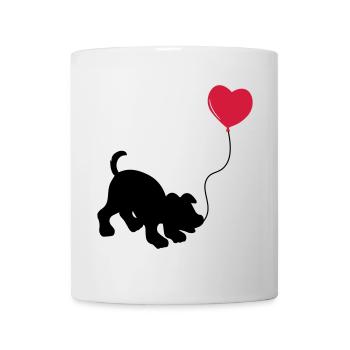 hund mit Luftballon - herz doglover - Kindermotiv - Tasse - Weiß - Vorne