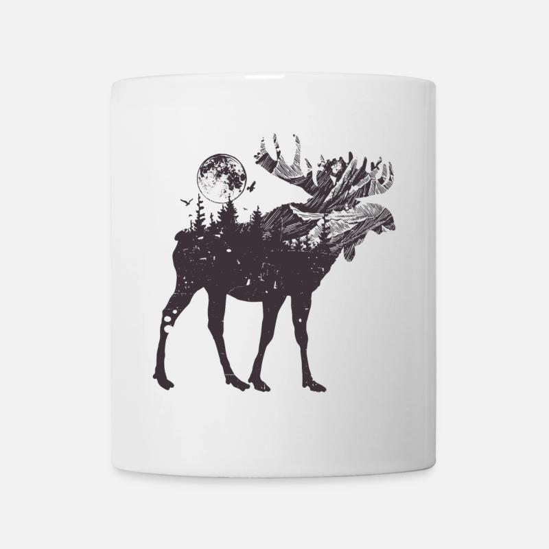 Moonlit Moose Forest Silhouette - Mug - white