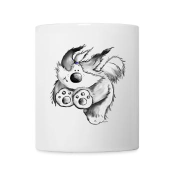 Flying Bearded Collie- Beardie - T-Shirt design - Mug - white - Front