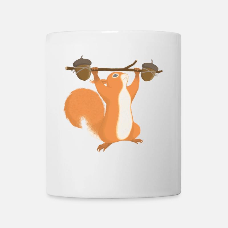 Eichhörnchen beim Krafttraining - Tasse - Weiß