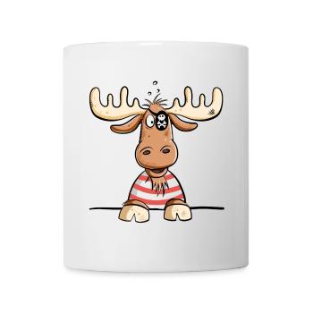 Funny Moose Pirate I Pirate Comic I Cadeau amusant - Mug blanc - blanc - Devant