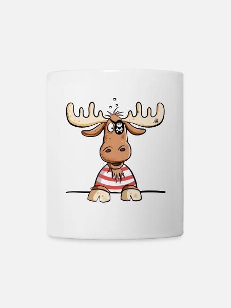 Lustiger Elch Pirat I Piraten Comic I Fun Geschenk - Tasse - Weiß