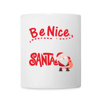 Soyez gentil à l'électricien le père Noël regarde la chemise - Mug blanc - blanc - Devant