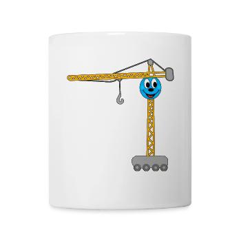 Kran für Kinder, Kranführer, Baustelle - Tasse - Weiß - Vorne