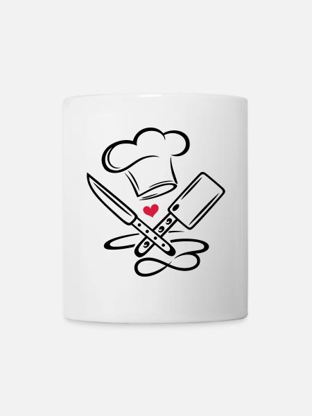 Cooking chef's hat chef cook knife infinity icon - Mug - white