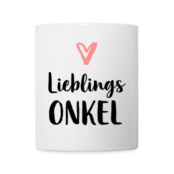 Lieblings Onkel Herz Geschenk Geburtstag - Tasse - Weiß - Vorne