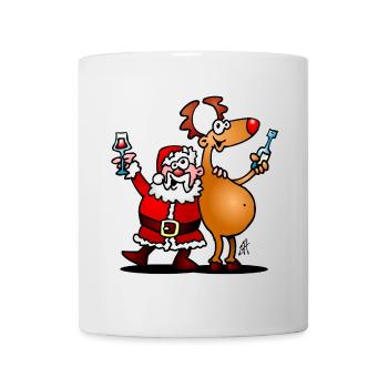 Weihnachtsmann und seine Rentiere - Tasse - Weiß - Vorne