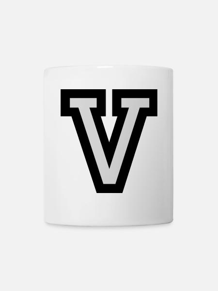 Buchstabe V - Tasse - Weiß