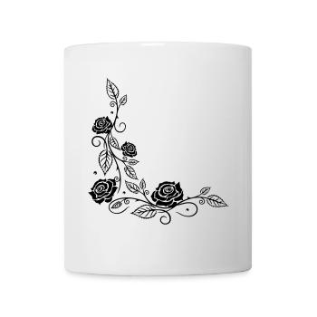 Roses with filigree ornament and leaves, in love - Mug - white - Front