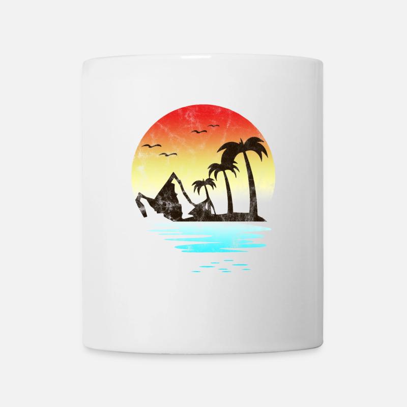 Summer Beach Sunset Mountains Palm Trees - Mug - white