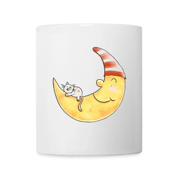 Katze im Mond I Traum I Gute Nacht Geschenk - Tasse - Weiß - Vorne