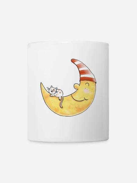 Chat dans la lune je rêve je cadeau de bonne nuit - Mug blanc - blanc