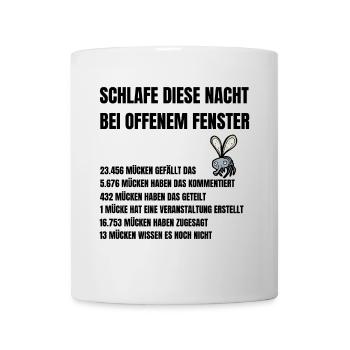 Schlaf, schlafen, Mücke, offenes Fenster, zu warm - Tasse - Weiß - Vorne