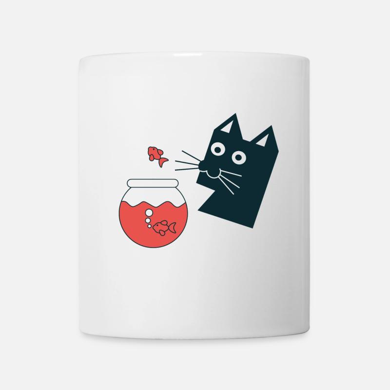 Cat with goldfish - Mug - white