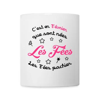 Fée / Fille / Reine / Naissance / Bébé / Février - Mug - white - Front