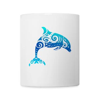 Maori Dolphin Polynesian Tribal Tattoo Gift - Mug - white - Front