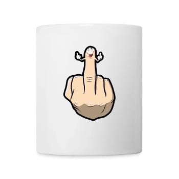 Mittelfinger zeigt seine Mittelfinger - Tasse - Weiß - Vorne